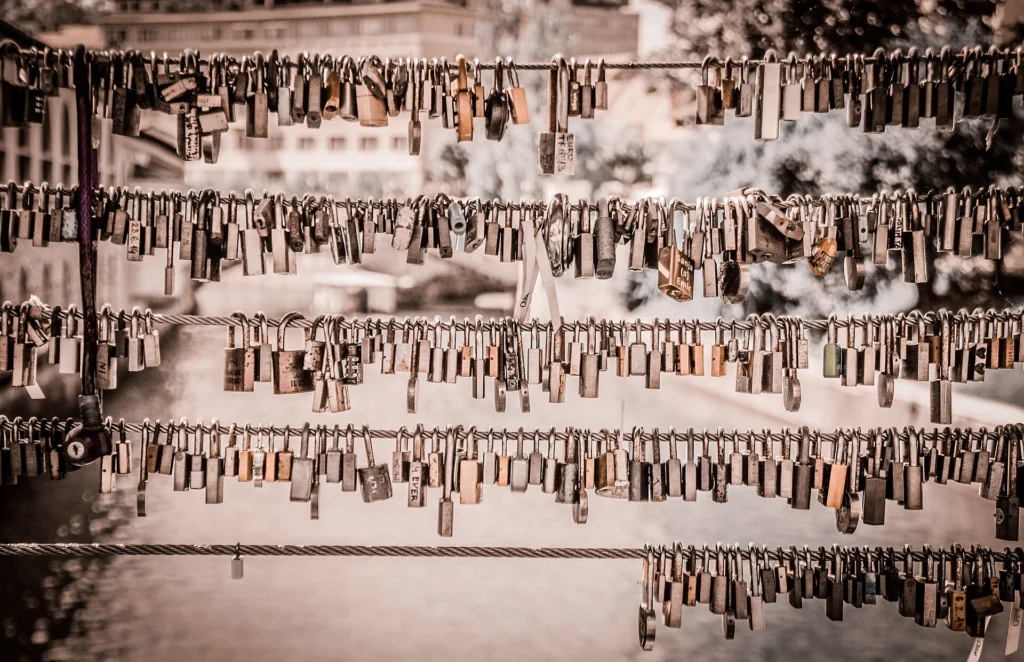 Rows of bridge padlocks illustrating prompt injection controls