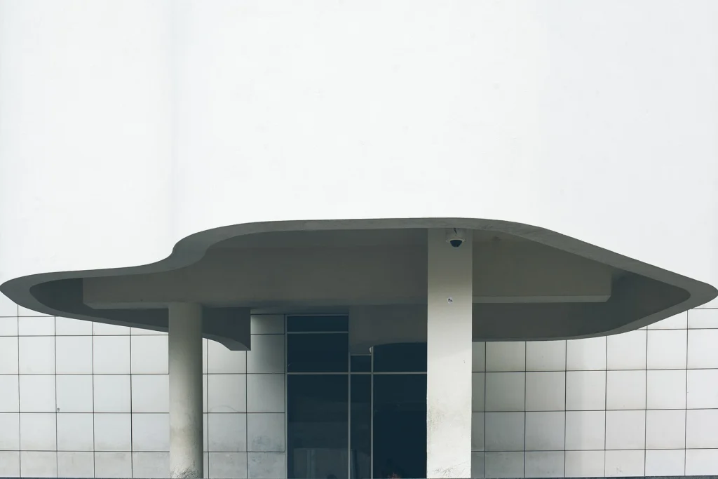 Concrete entrance canopy used as a zero trust metaphor